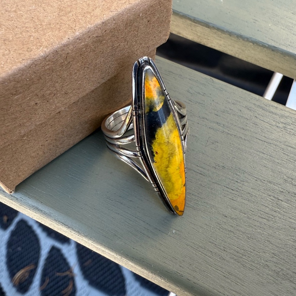 Native American Sterling Silver Bumblebee Jasper Ring